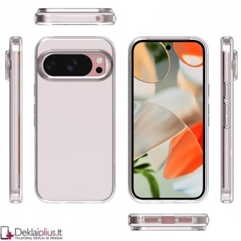 Silikoninis dėklas su kameros apsauga  2.0 mm storio - permatomas (Google Pixel 10/Pixel 10 Pro)
